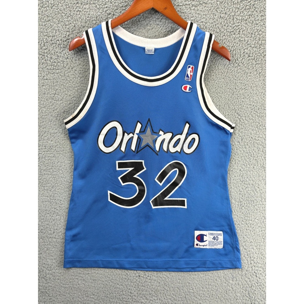 Vintage 90s Champion Orlando Magic Shaquille O'Neal 32 Jersey Mens 40 Blue NBA